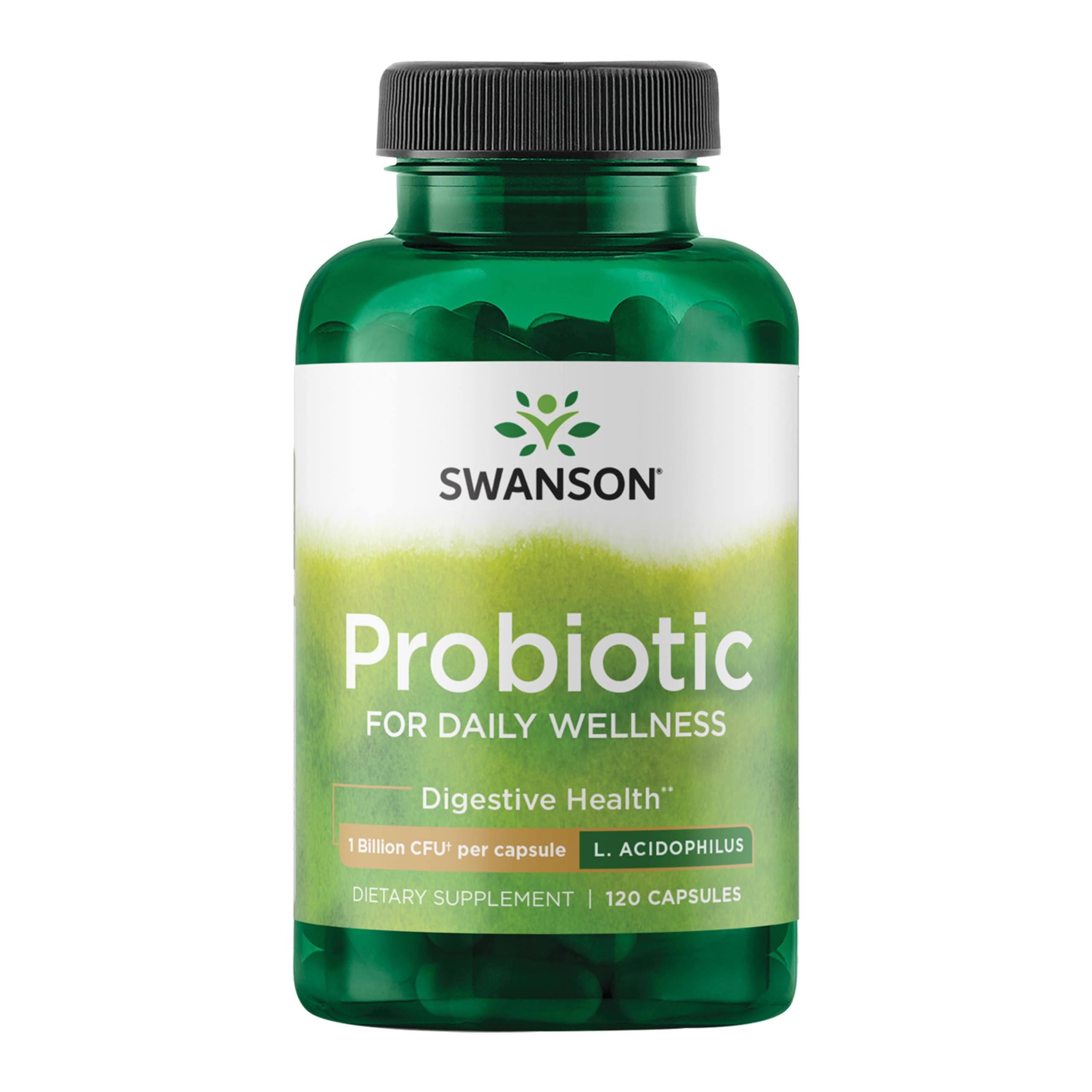 Swanson Probiotic - Digestive Health Supplement w/ 1 Billion CFU per Capsule - Natural Formula Supporting Bowel Regularity & Daily Wellness - (120 Capsules)