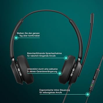 EPOS IMPACT 760T Double-Sided Wired Headset for PC with Noise Cancelling Microphone Microsoft Teams Certified USB C & USB A In-Line Control Super Wideband Comfortable for Office & Remote