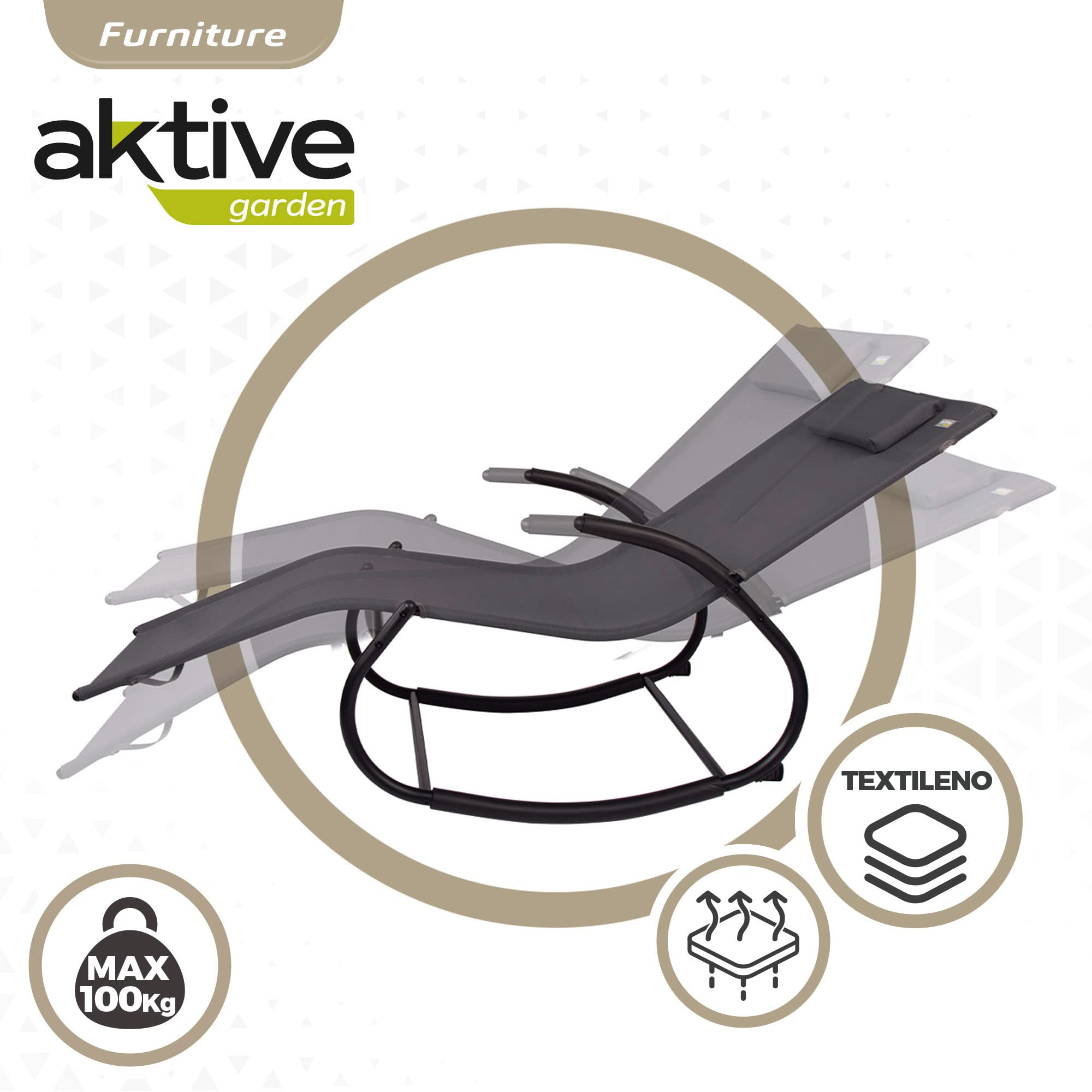 AKTIVE tumbona Textileno 60x172x75cm