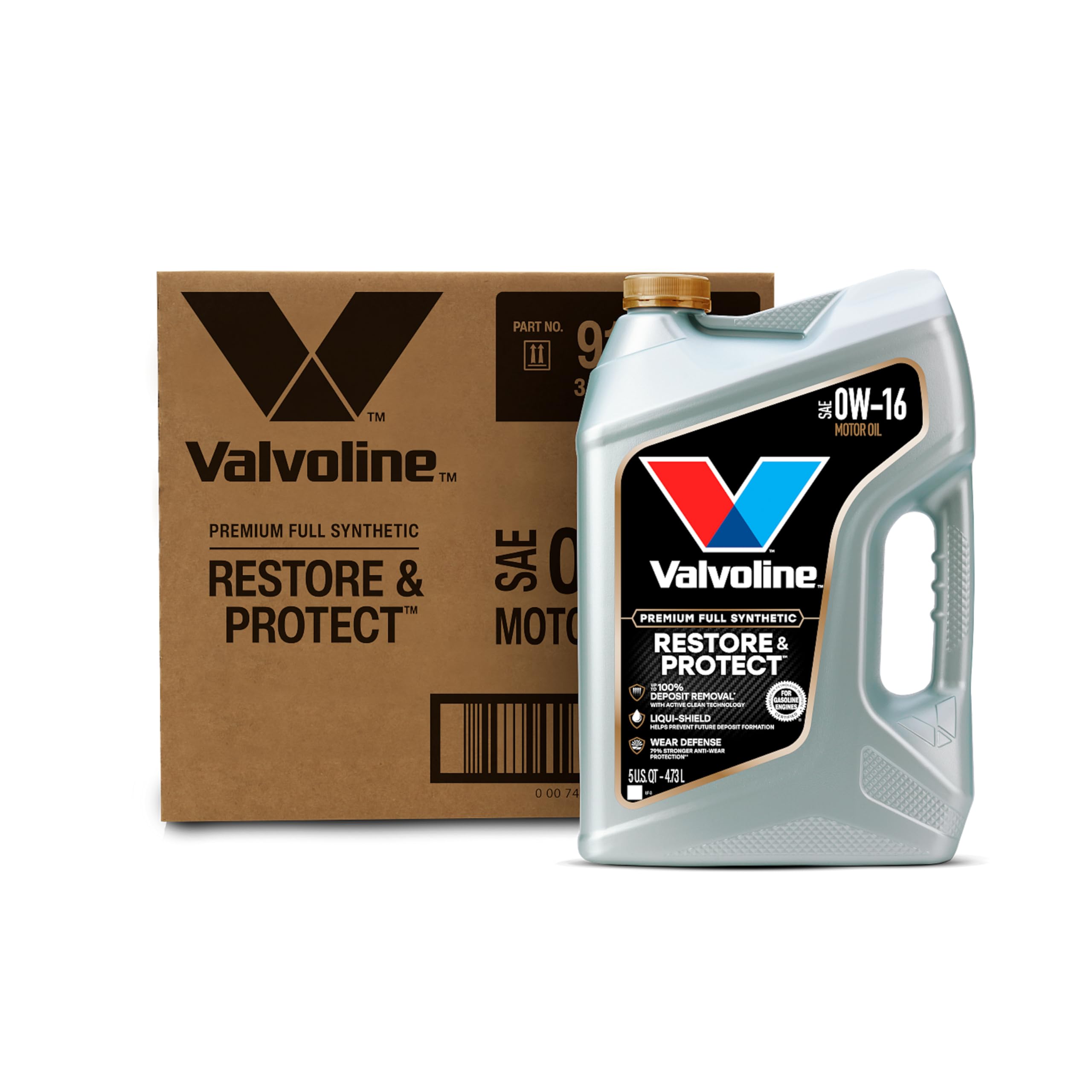 Valvoline Restore &amp; Protect Full Synthetic 0W-16 Motor Oil 5 Quart, Pack of 3