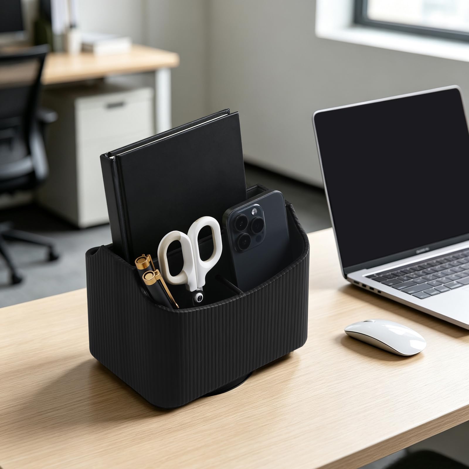 360° drehbarer TV-Fernbedienungshalter, Schreibtisch-Fernbedienungs-Organizer, Schwarz