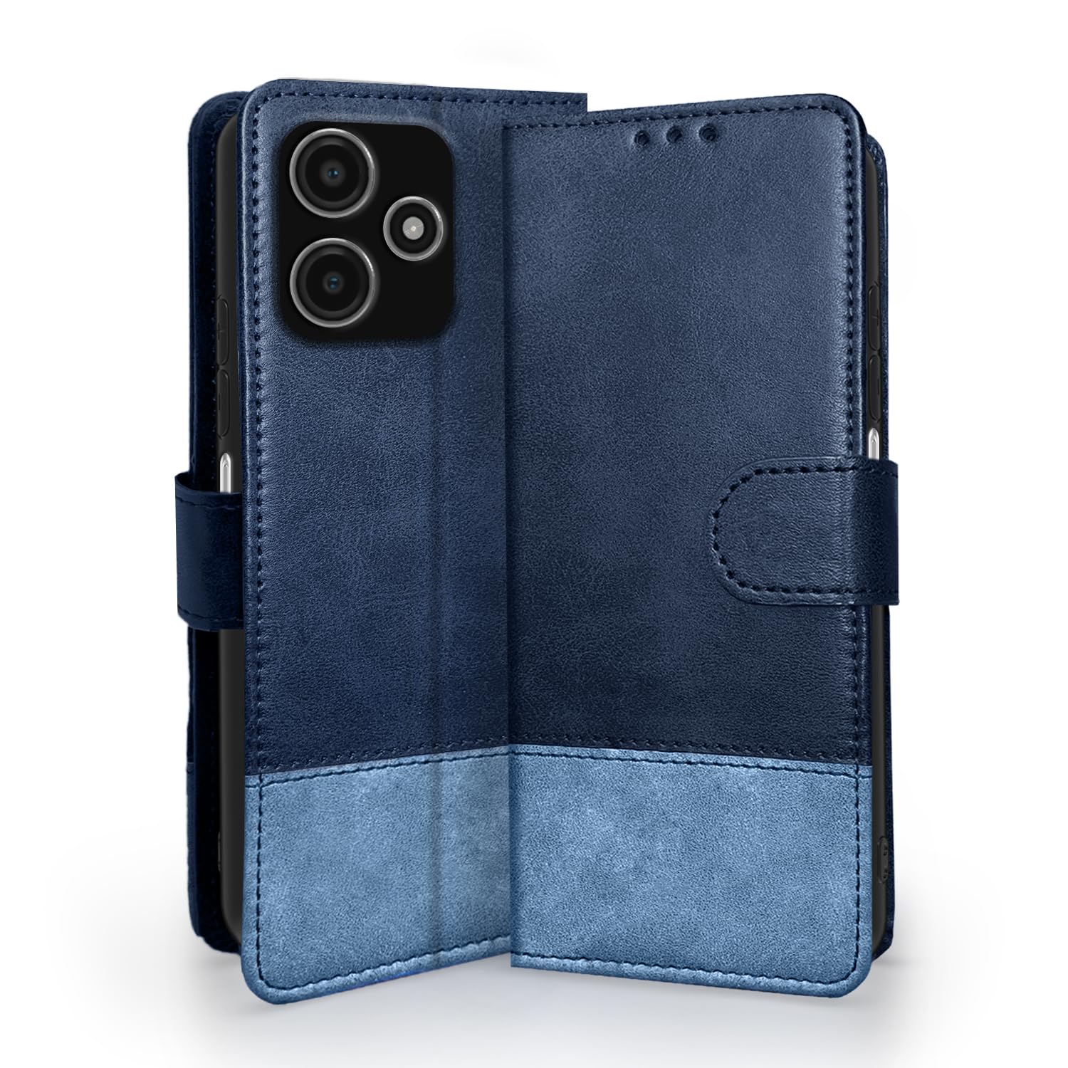 Pikkme Mi Redmi 12 5G / 4G / Poco M6 Pro 5G Flip Cover | Dual-Tone PU Leather Finish | Wallet Style & Stand | Magnetic Flip Case for Mi Redmi 12 5G / 4G Poco M6 Pro 5G (Navy & Light Blue) (B0CQXQSBKQ) Amazon Price History, Amazon Price Tracker