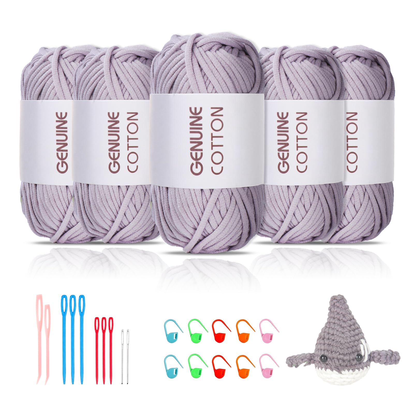 Maxee 5X50g Dickes Garn Baumwolle zum Häkeln, Chunky Häkelgarn für Anfänger, Kein Geteiltes Häkeln Amigurumi Wolle, Klobiges Baumwollgarn Einfaches Strickgarn zum Häkeln Stricke