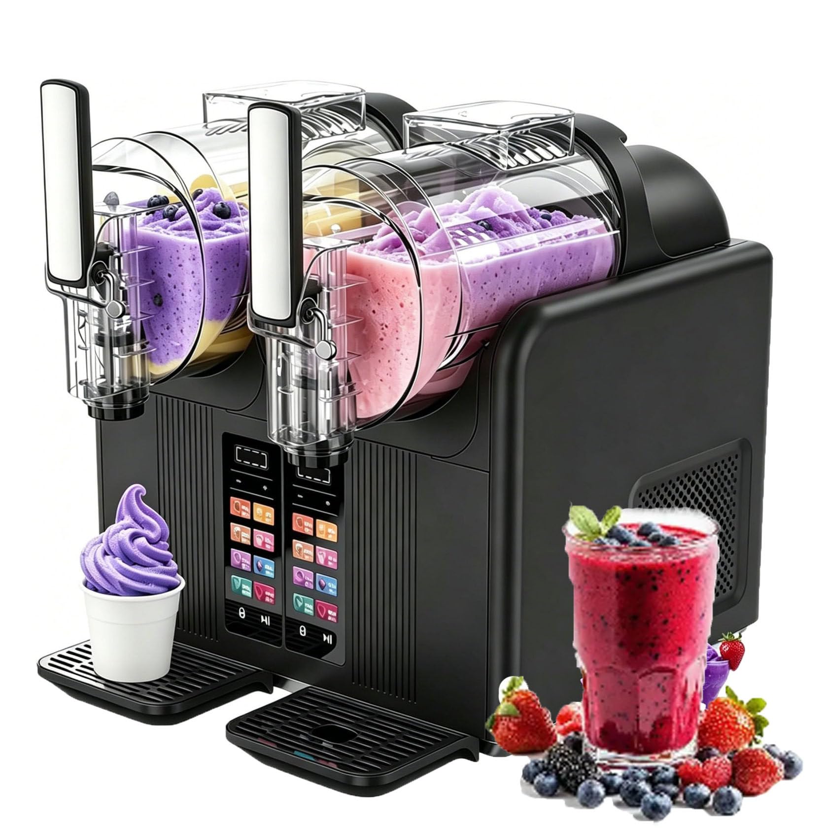 HUMNZR Diy Drink Maker, Smart 7 Presets Slushie Machine For Home & Soft Serve Ice Cream Machine, Perfect For Margaritas, Frappes, Milkshakes & Smoothies, No Ice Needed Black
