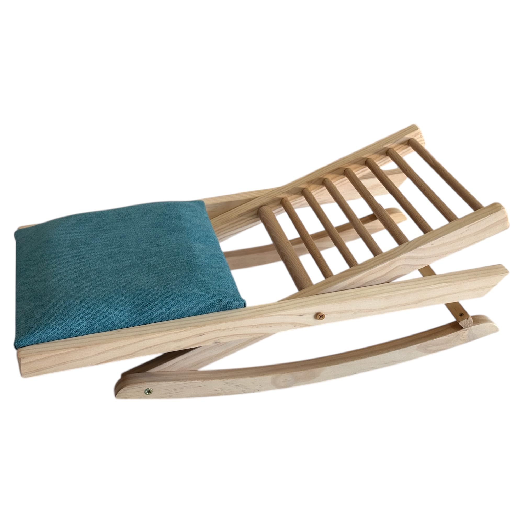 Reposapies Plegable Natural Turquesa