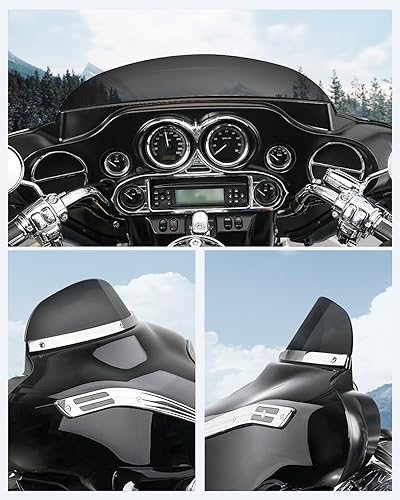 Miniatura 6 de Benlari Parabrisas negro de 5 pulgadas para Harley 1996-2013 Davidson Touring Street Glide Electra Glide Ultra Classic FLHTK FLHTI FLHT FLHTCU Tri