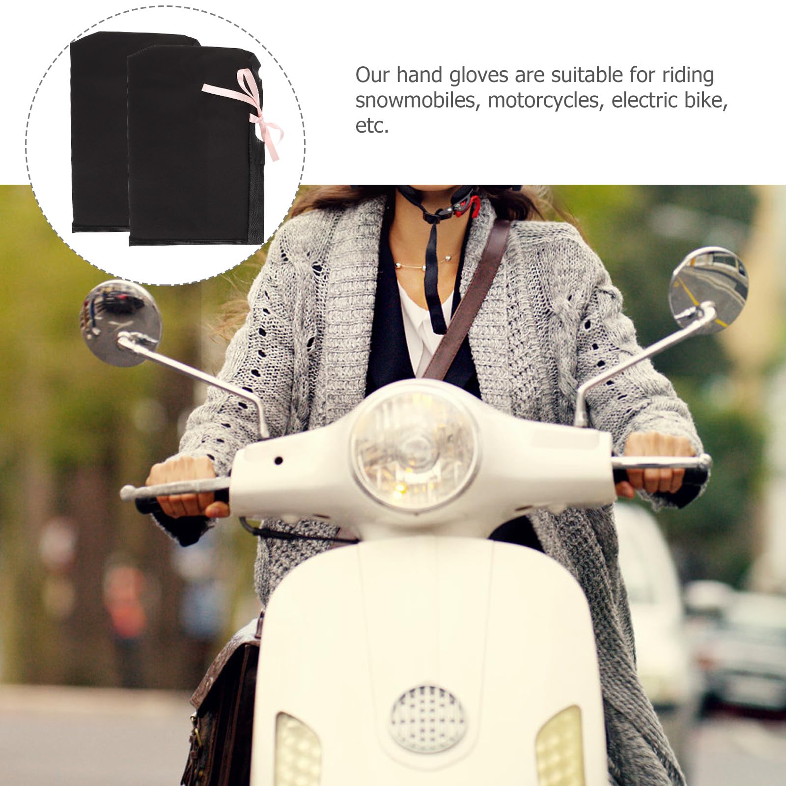Guantes Térmicos para Manillar de Motocicleta 1 Par Negro