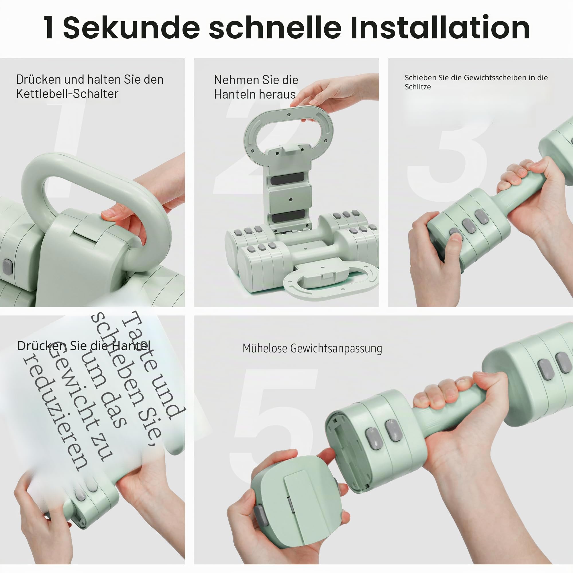 RYGEO 2-in-1 Verstellbares Hantelset für Frauen – 4 Stufen Kettlebell(2,2 lbs bis 12,1 lbs) – Heimfitnessgeräte für Zuhause – Fitness Hanteln