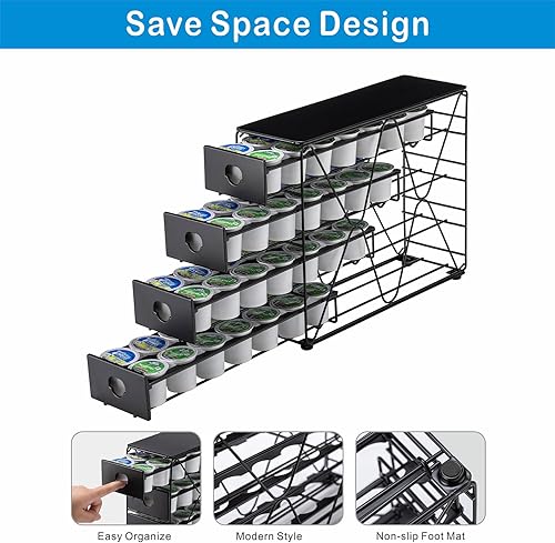 Miniatura 4 de Flagship Soporte para tazas K para Keurig Pod K Cup Storage 4 Tier K Cup Drawer Organizer para mostrador (capacidad de 56 cápsulas)