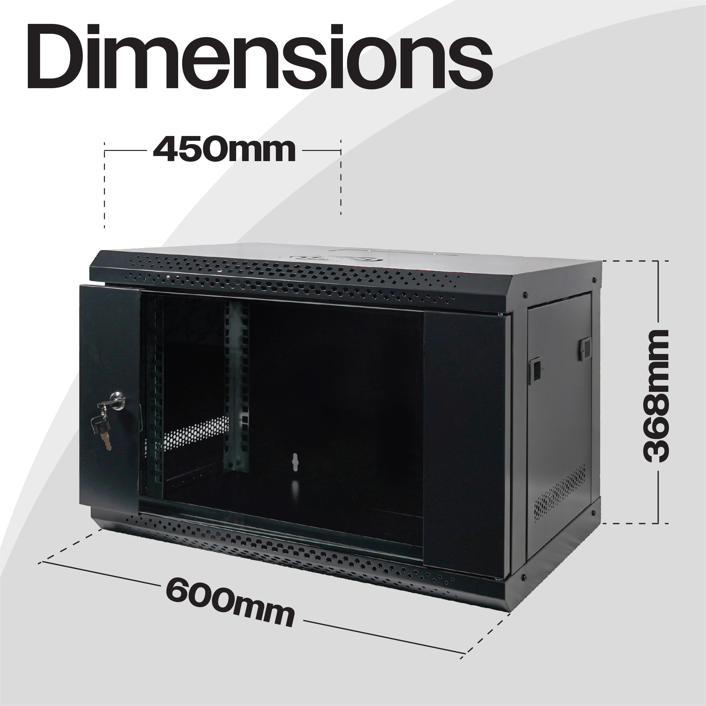 Eagle Armadio compatto da parete da 48,3 cm per server di reti più piccole, in vetro temperato, rimovibile, reversibile, con serratura per casa, negozio, ufficio, 6U, 450 mm
