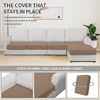 Vista 556 de Easy-Going Fundas Elásticas de 3 Piezas para Cojines de Sofá para Sofá Seccional Izquierdo/Derecho en Forma de L Chaise Lounge Funda de Asiento