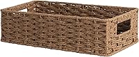 StorageWorks Toilet Tank Basket - Brown Handwoven Paper Rope Organizer with Handles, 14.25"L x 6.75"W x 3.75"H, Fits Most Toilets