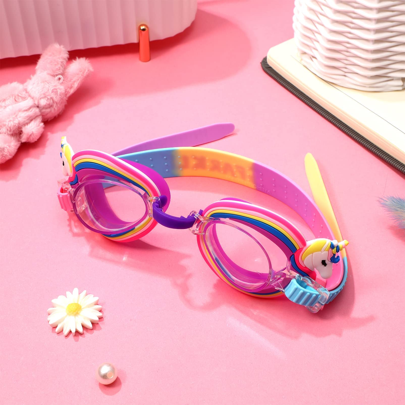 Kinder-Schwimmbrille, auslaufsicher, beschlagfrei, wasserdicht, verstellbar, für Kinder im Alter von 2–14 Jahren, Kleinkinder, Jungen, 2 Stück