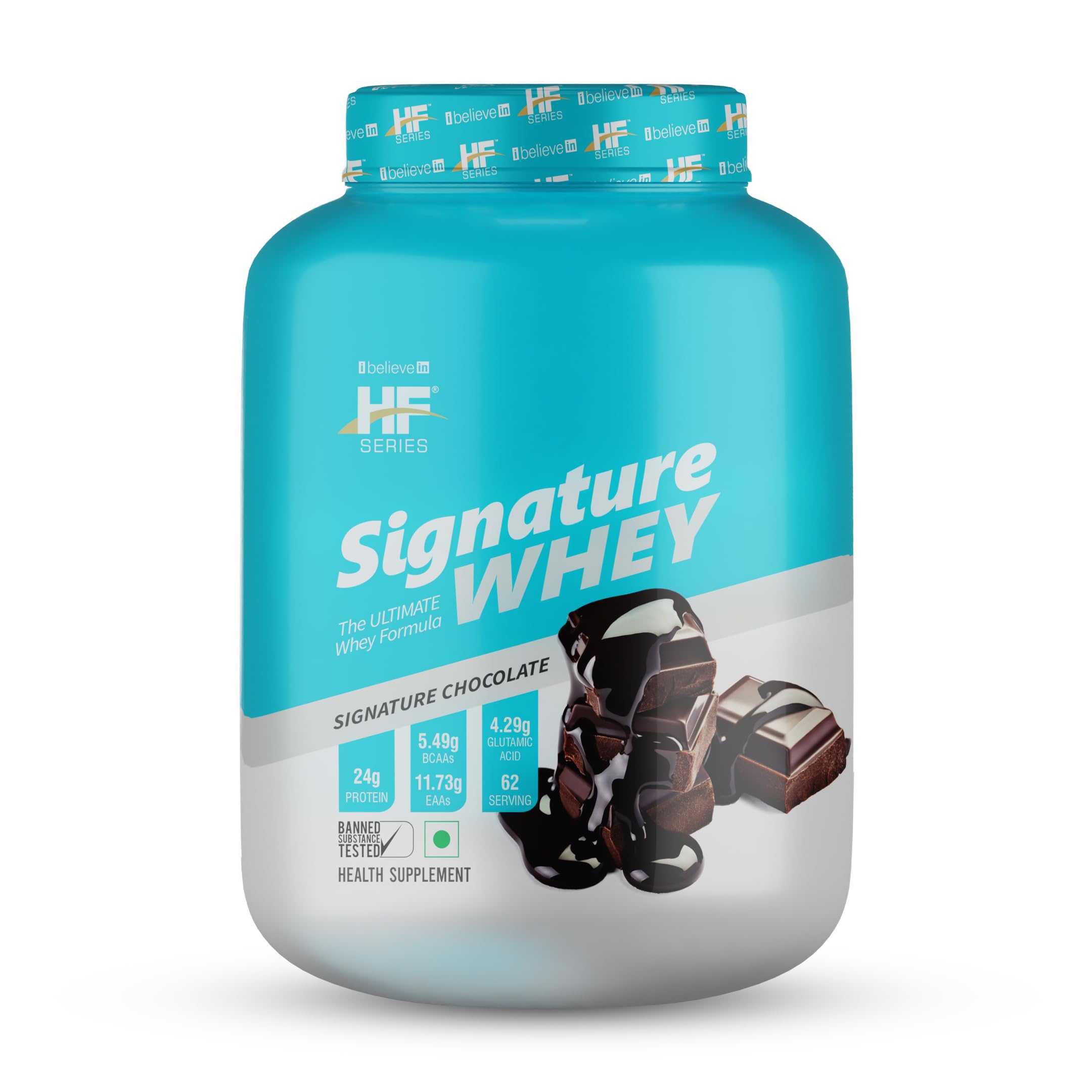 HF Series Signature Whey Protein Powder| 62 servings | Build Lean and Bigger Muscle | 2Kg-4.4 lbs| Flavour-Signature Chocolate
