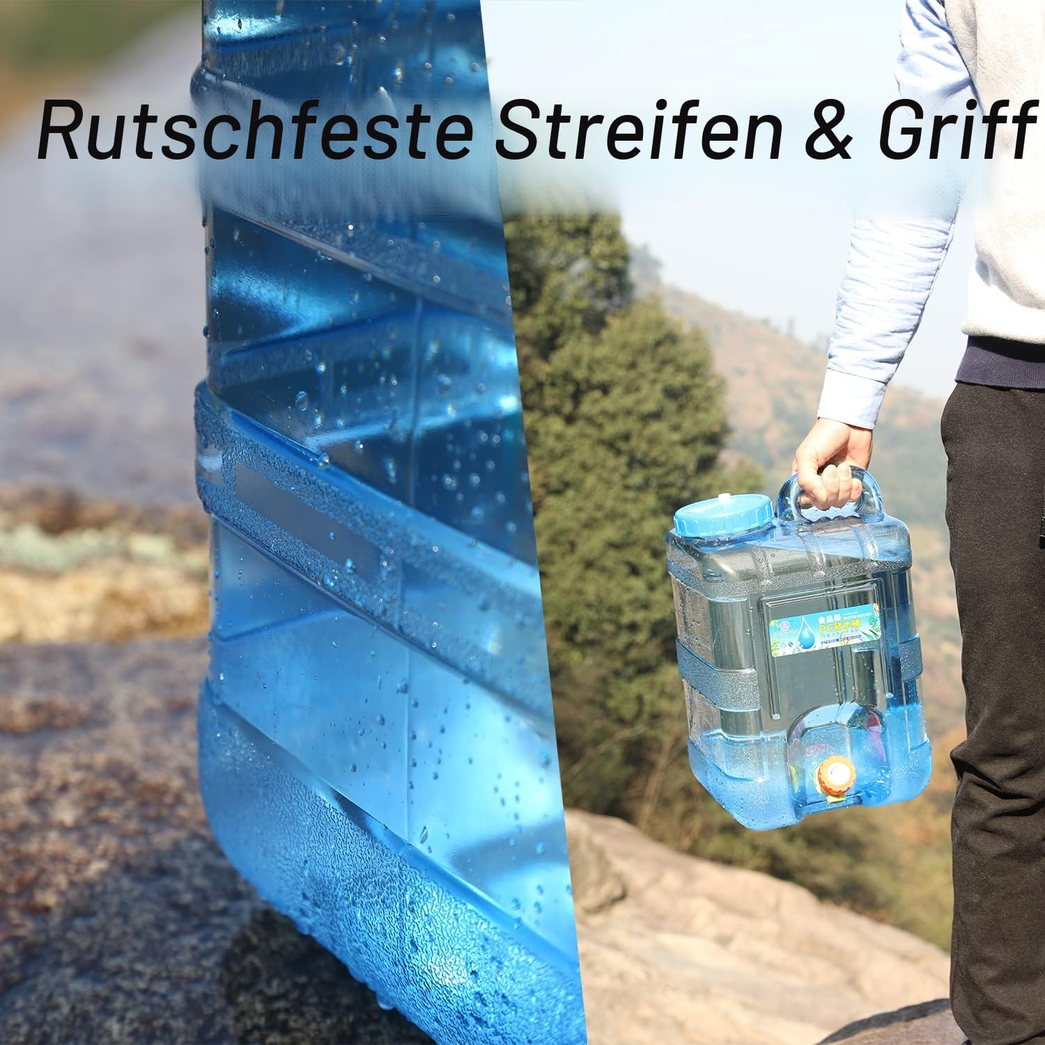 Wasserbehälter mit Hahn, 5-22L Kunststoff Wasserkanister, Camping Wasserkanister, Wasserbehälter für Küche, RV, Van, Camping, Schule, Krankenhaus, Outdoor, Garten