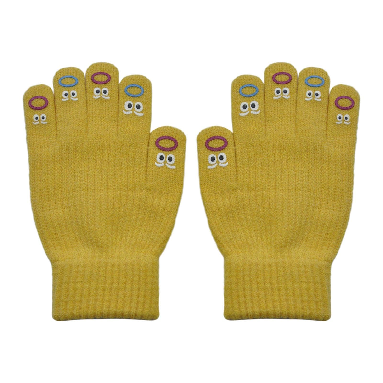 Winter Warm Knitted Gloves Soft for Cold Weather Touch Screen Gloves Yellow-image-13