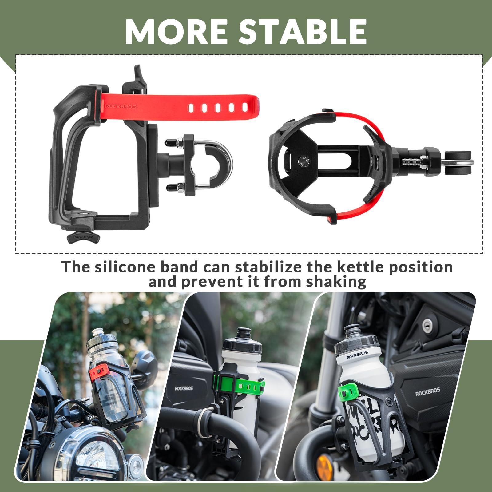 ROCKBROS Portaborraccia per Moto, Porta Borraccia, Supporto per Bottiglia Moto Universale, Portabottiglia Antiurti, Adatto per Moto, Motociclo, Bicicletta