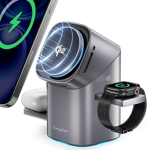 Miniatura 1 de Cargador inalámbrico giratorio, certificado Qi2 2 veces más rápido 15 W para estación de carga de iPhone 1716151413, Apple Watch, AirPods, estación