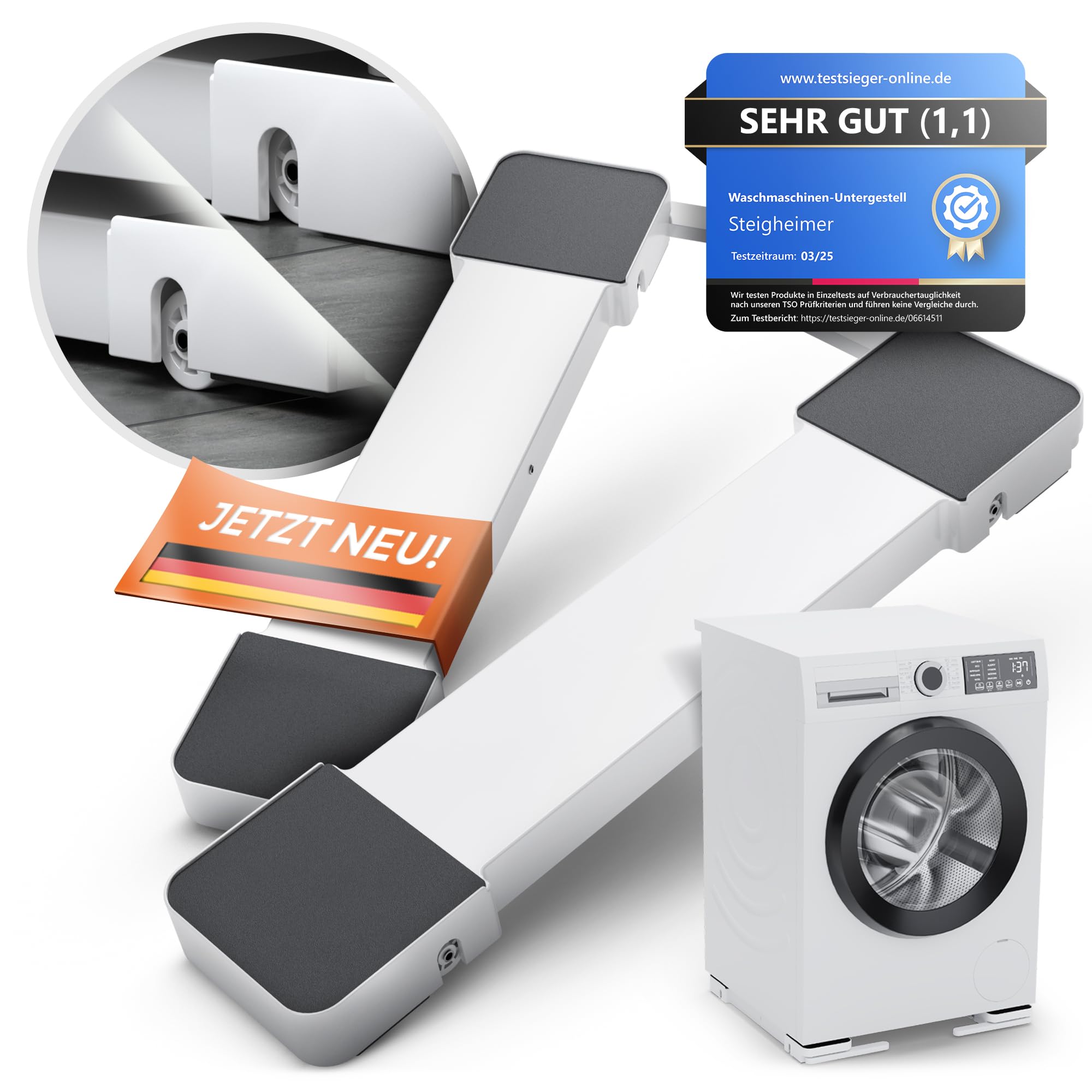 Verstellbares Bodengestell Für Waschmaschine & Geschirrspüler - Stoßdämpfend & Höhenverstellbar