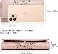 Vista 76 de Aphison - Cartera larga de cuero suave RFID para mujer, con caja de regalo