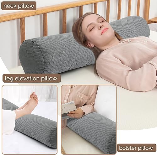 Miniatura 4 de MeMoreCool Almohada larga de cuerpo redondo para adultos almohada de felpa esponjosa de lujo con inserto de espuma triturada almohada cilíndrica