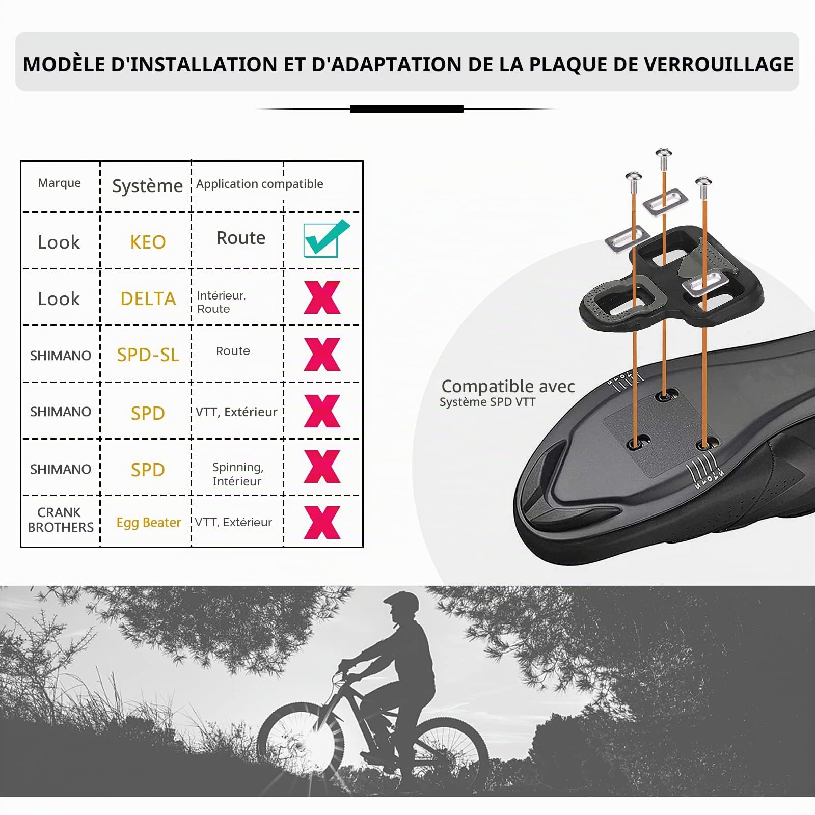 KOOTU Pédales automatiques de vélo, de Course 9/16 en Aluminium Pédale pour Vélo Universelle pédales de vélo de Course