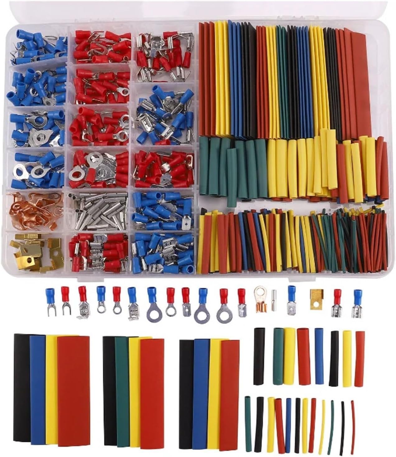 678Pcs Heat Shrink Tube Sleeving Set Car Electrical Wire Terminals Insulated Crimp Connectors Spade Set Kit with Box