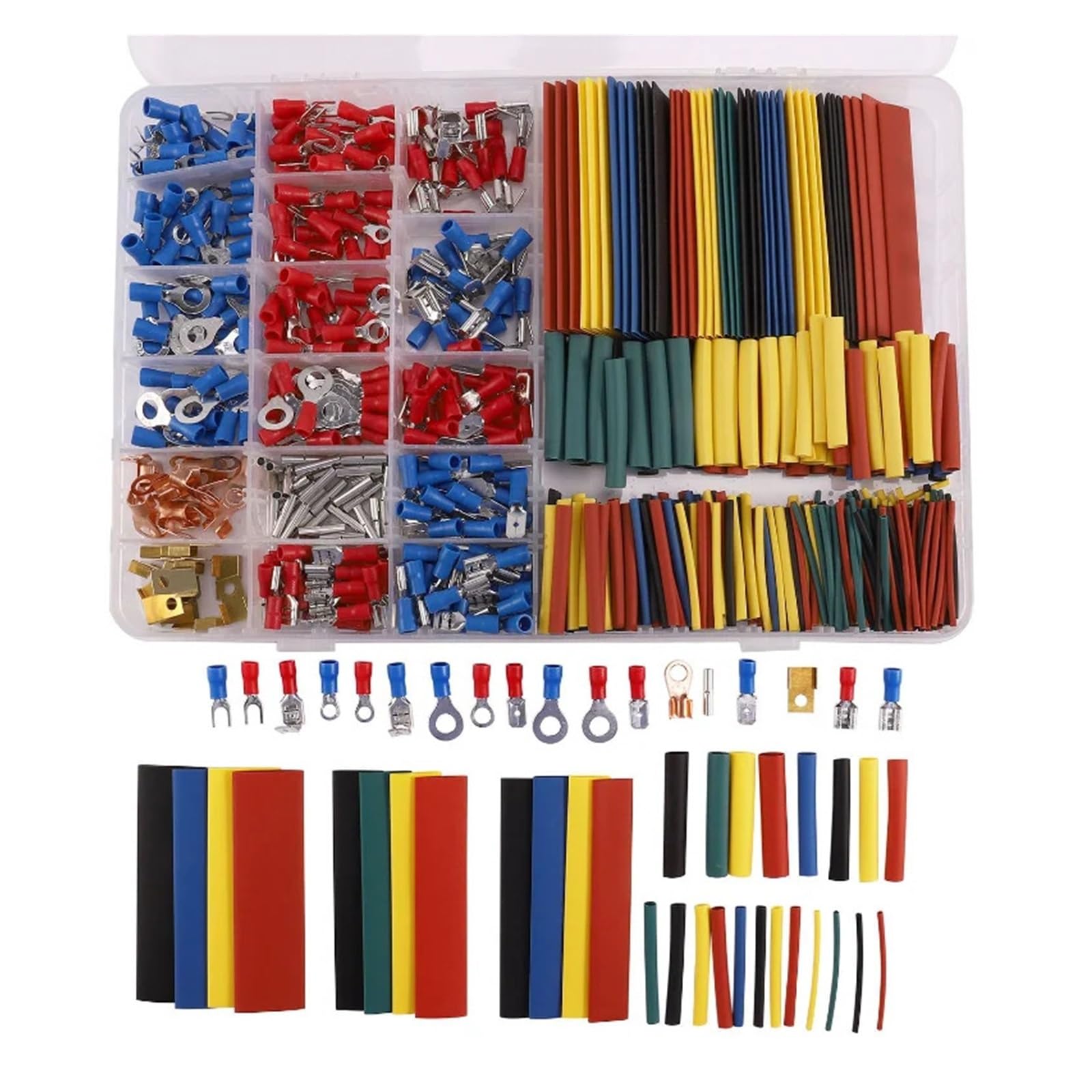 Juego de 678 fundas termorretráctiles for cables eléctricos de coche, conectores de crimpado aislados, kit de pala con caja