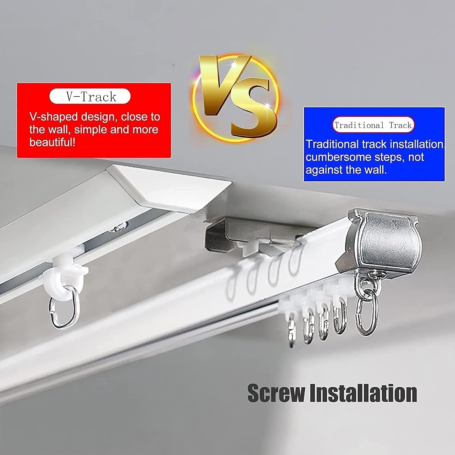 BABYCE Room Divider Ceiling Track System Shower Curtain Bedroom Curtain Rail,Ceiling Curtain Track,Room Divider for 1-5m, Ceiling Track Set for Living Room (Color : Noir, Size : 1.0-2.0m)