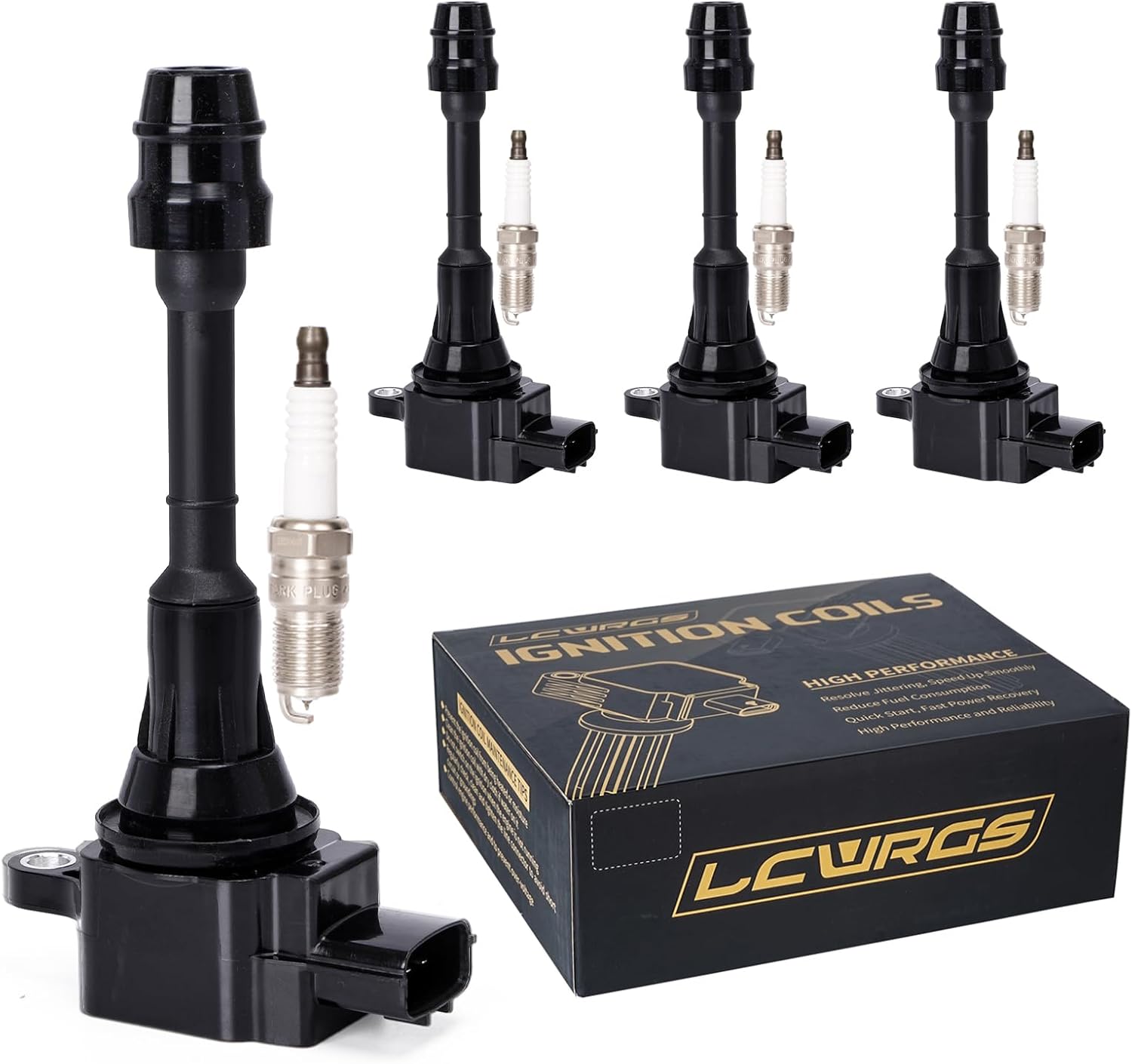 Set of 4 Ignition Coil Pack and Spark Plugs Fits for 2.5 L4 Nissan Altima Sentra 2002 2003 2004 2005 2006 2.5l Replaces UF350 C1398