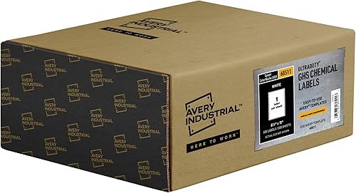 Avery ultraduty GHS químicos etiquetas para Epson ColorWorks C831Tambor de impresora 85 x 11 500PK impermeable 60511