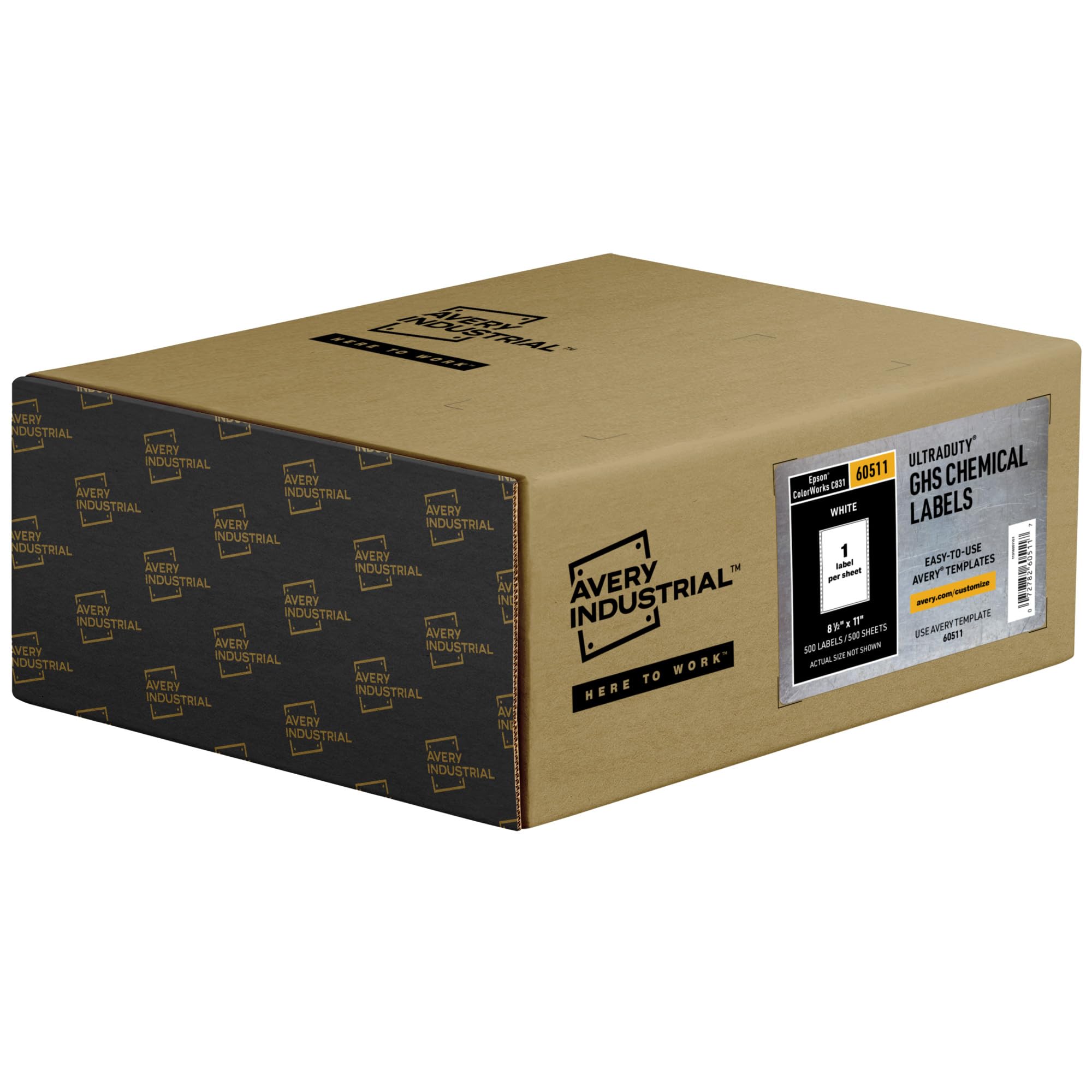 Avery UltraDuty GHS - Etiquetas químicas para impresora Epson ColorWorks C831, impermeables, 8.5 x 11 pulgadas, 500 unidades (60511)