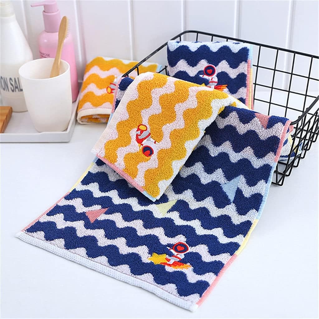 Pure Cotton Children's Towel Soft and Household Face Wash Absorbent Small Towel Embroidery (Color : A, Size : 2pcs 50 * 26cm)(A 2pcs 50 * 26cm)