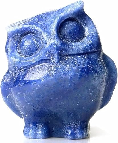 YATOJUZI Decoración de búho, cristales curativos naturales de aventurina azul, bonitas decoraciones, estatuas de búhos, estatuas, escultura tallada