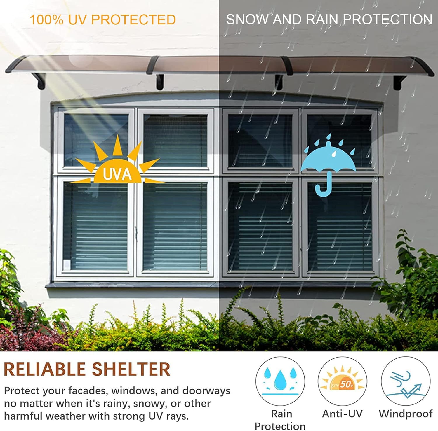 ウィンドウオーニング、ドアキャノピー、屋外パティオオーニング、耐久