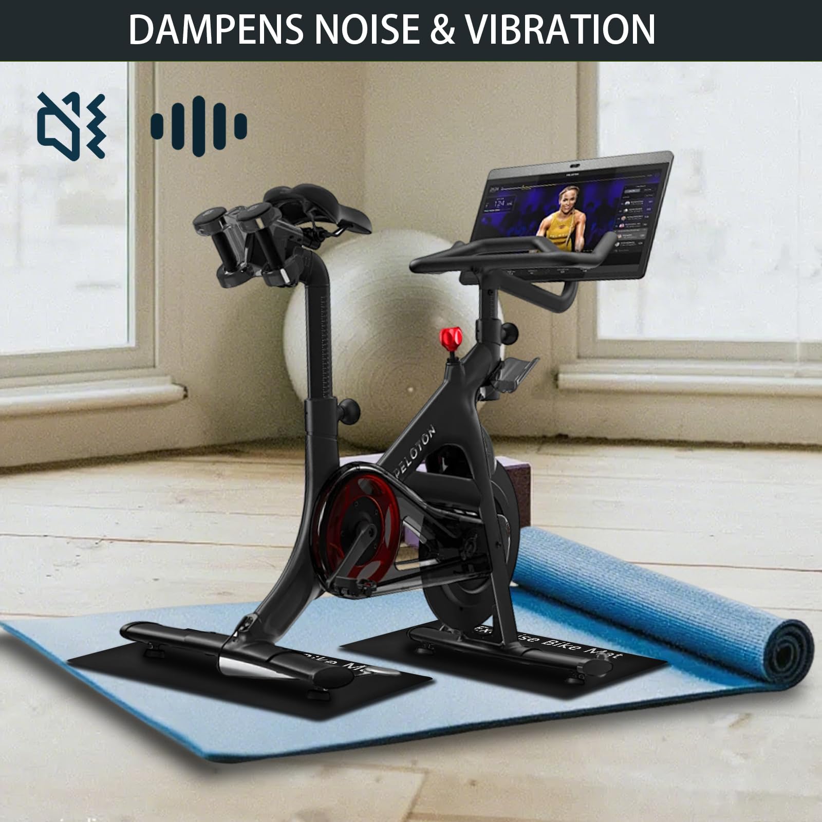 2 tappetini di protezione per pavimenti per attrezzature da fitness, cyclette, antiscivolo, per Peloton, tappetino protettivo antiurto per tapis roulant, tappetino fitness, 60 x 30 cm
