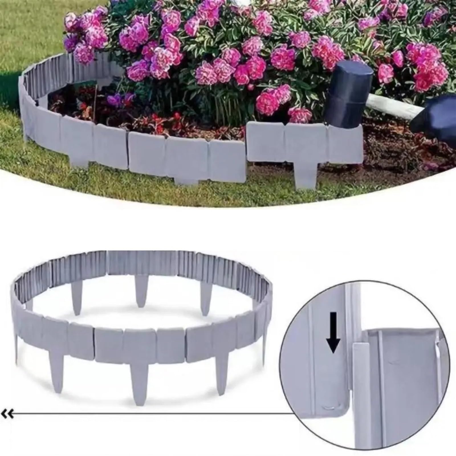 Bordura Jardin Exterior Borde de Planta de jardín Decorativo de plástico, Pasarela Multiusos Simple, Borde de Paisaje, Borde de Planta(Black)