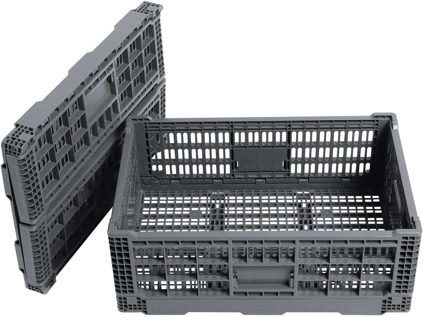 Collapsible Storage Bin Containe?52 Liter Transferheavy duty plastic storage box,milk crates heavy duty Transit storage of various items gray (1)