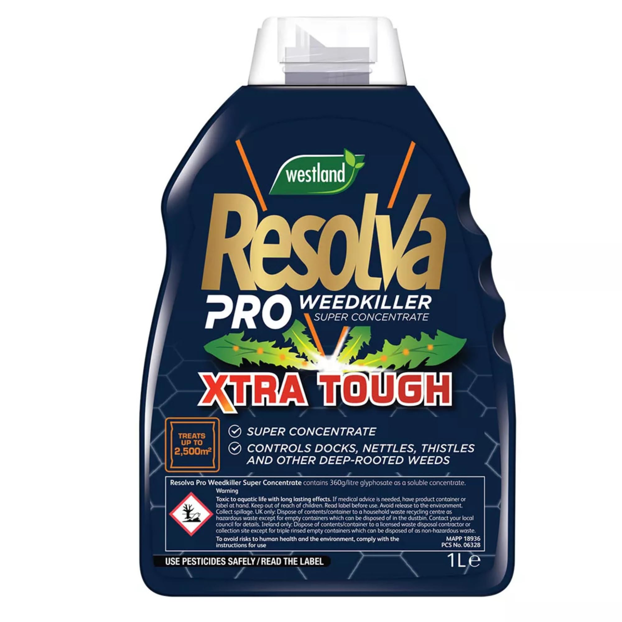 Resolva Pro Weedkiller Xtra Tough Concentrate 1L | Systemic Glyphosate Weed Killer | Kills Tough Weeds & Roots | For Paths, Patios & Driveways | Dilute Before Use