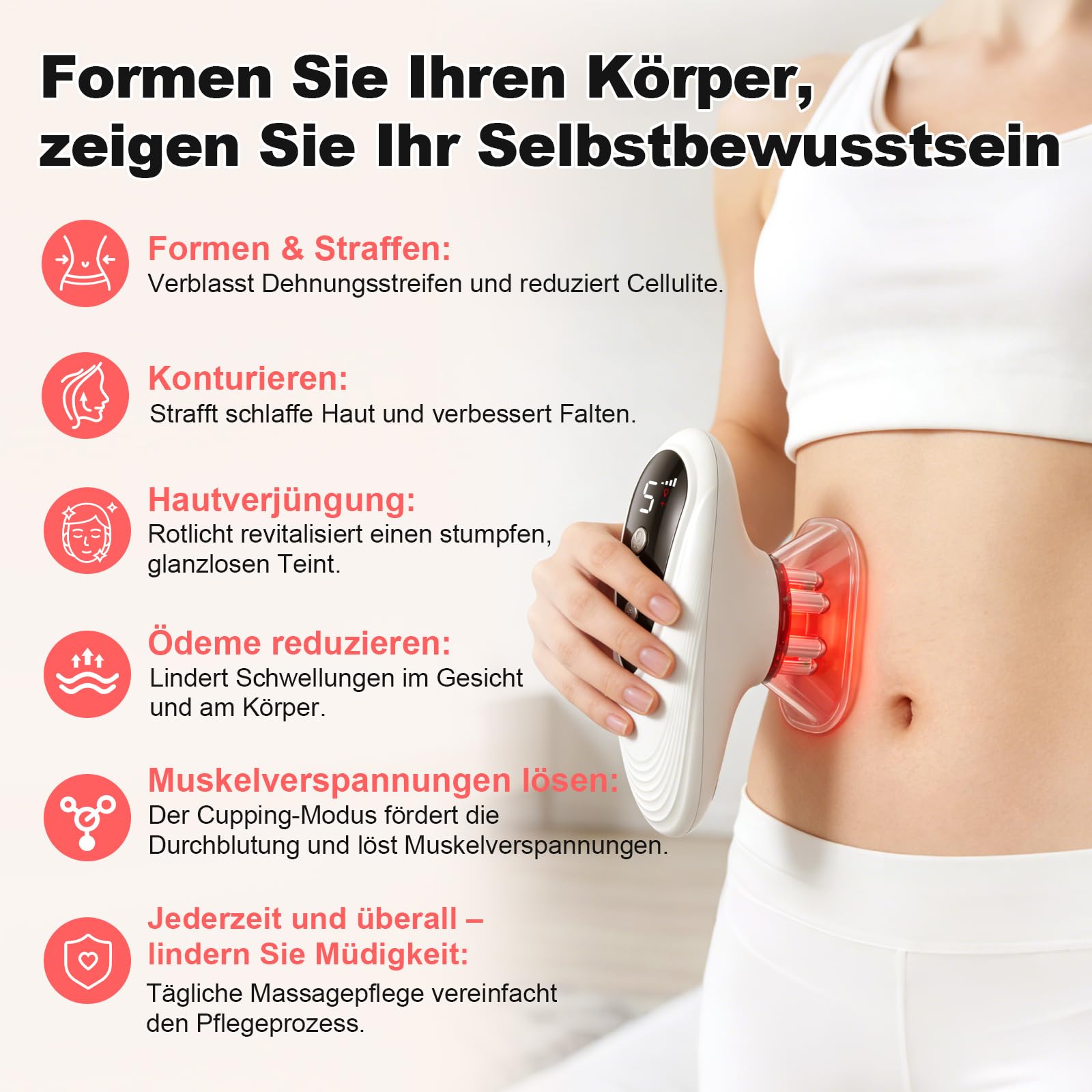 3 in 1 Schröpfmassagegerät Modellierung und Straffung | 5 Stufen, Lymphdrainage & Muskelentspannung für Bauch, Beine, Po, Faszien, Modellierung Straffung für Körper Gesicht