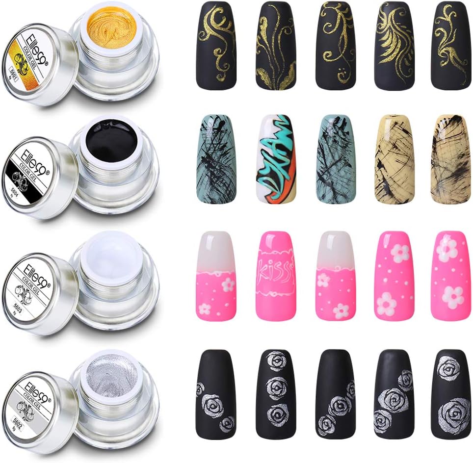 Gel Nail Polish 3D Painting Nail Gel Soak Off UV LED 4PCS DIY Manicure Nail Art Decoration 8g