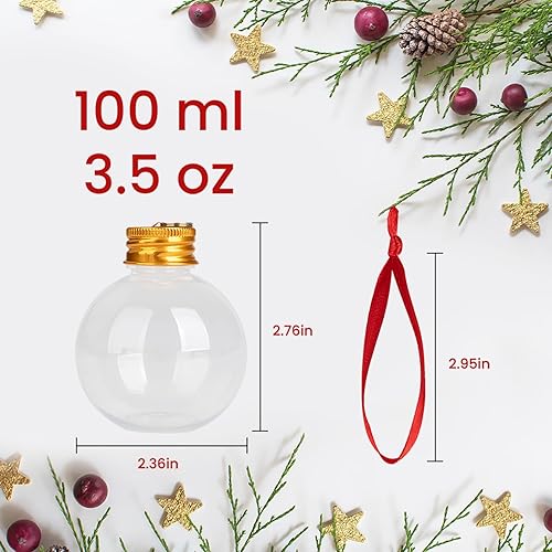 Miniatura 2 de MyMealivos Juego de 6 adornos colgantes de Navidad transparentes inastillables, bolas de alcohol, adornos rellenables para árbol de Navidad, bola