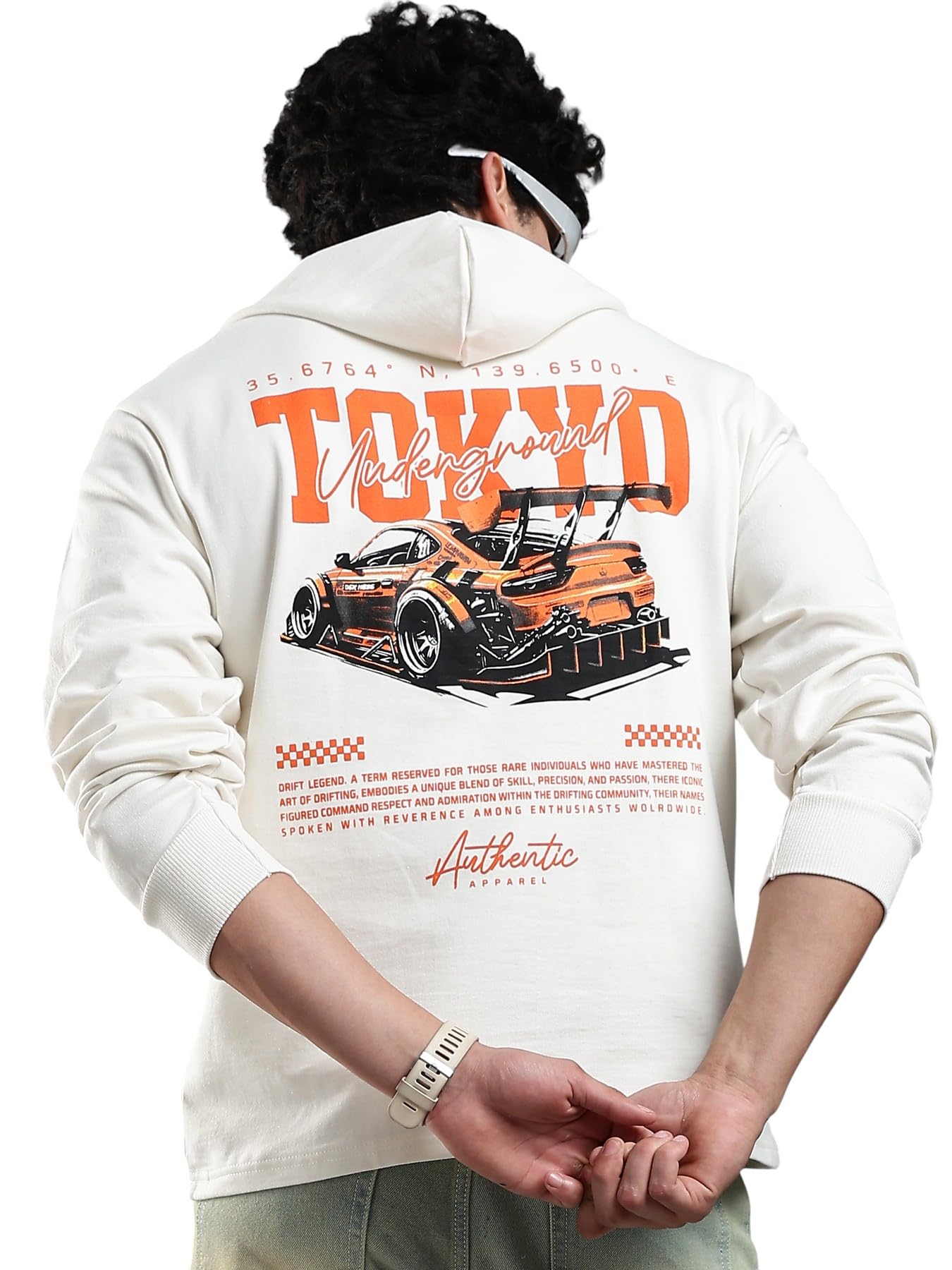 lewel Men's Stylish Hooded Graphic Printed Cotton Fleece Sweatshirt (Off White)-picture-51