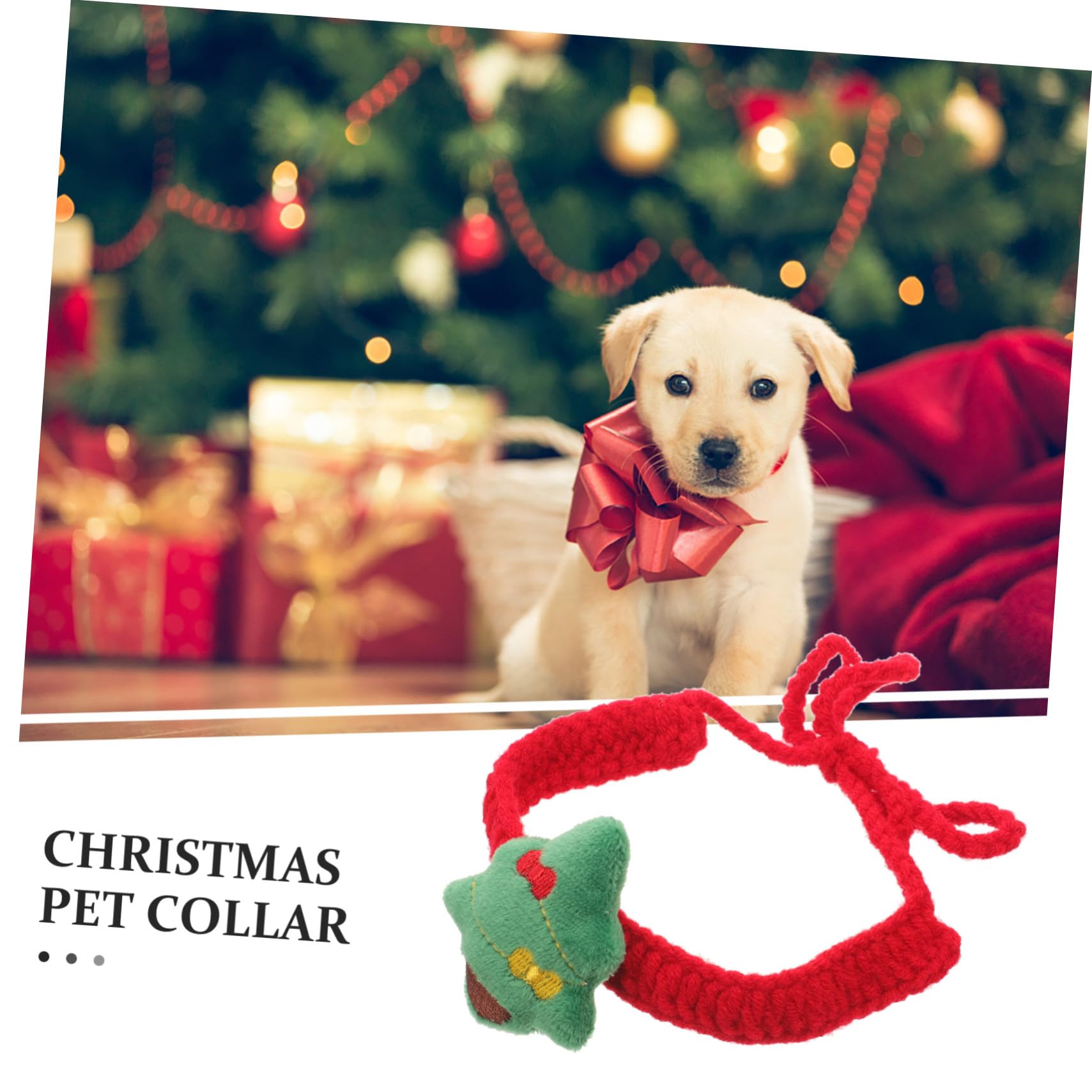 BESPORTBLE Collier de Noël Tricoté pour Chat Ajustable pour Chiot Collier pour Animal de Compagnie avec Noeud