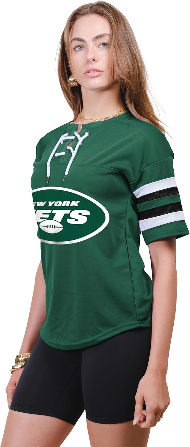 Ultra Game Women's NFL Official Lace Up Tee Shirt Penalty Box - Image 3