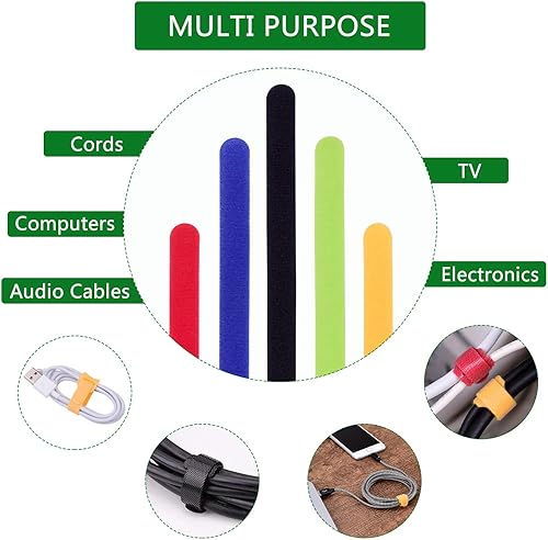 Miniatura 6 de OneLeaf - 60 correas reutilizables con velcro, correas de cable multiusos, gestión de cables, correas de sujeción ajustables para computadora  TV
