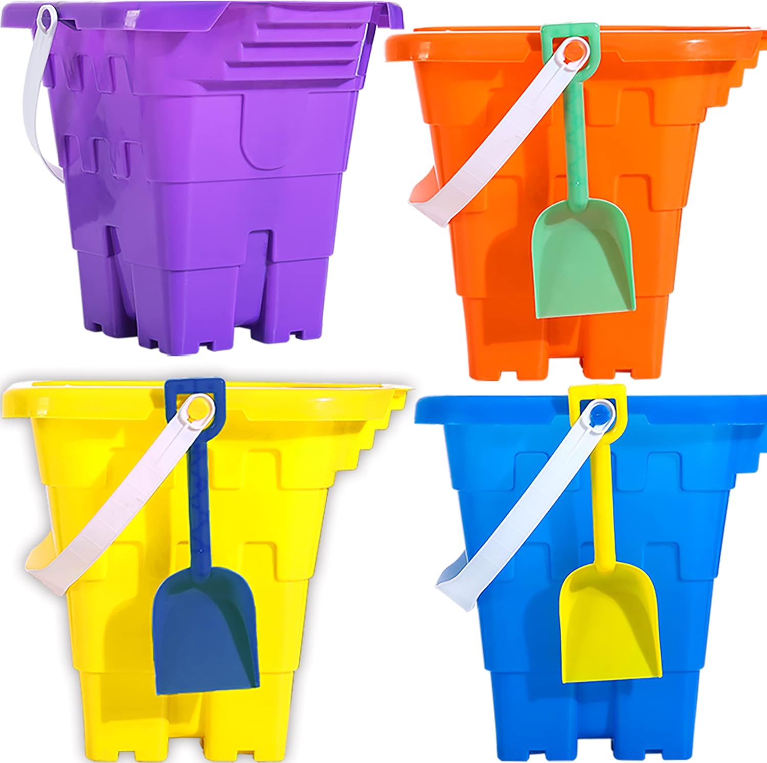 4E's Novelty 8" Beach Buckets and Shovels, Large Sand