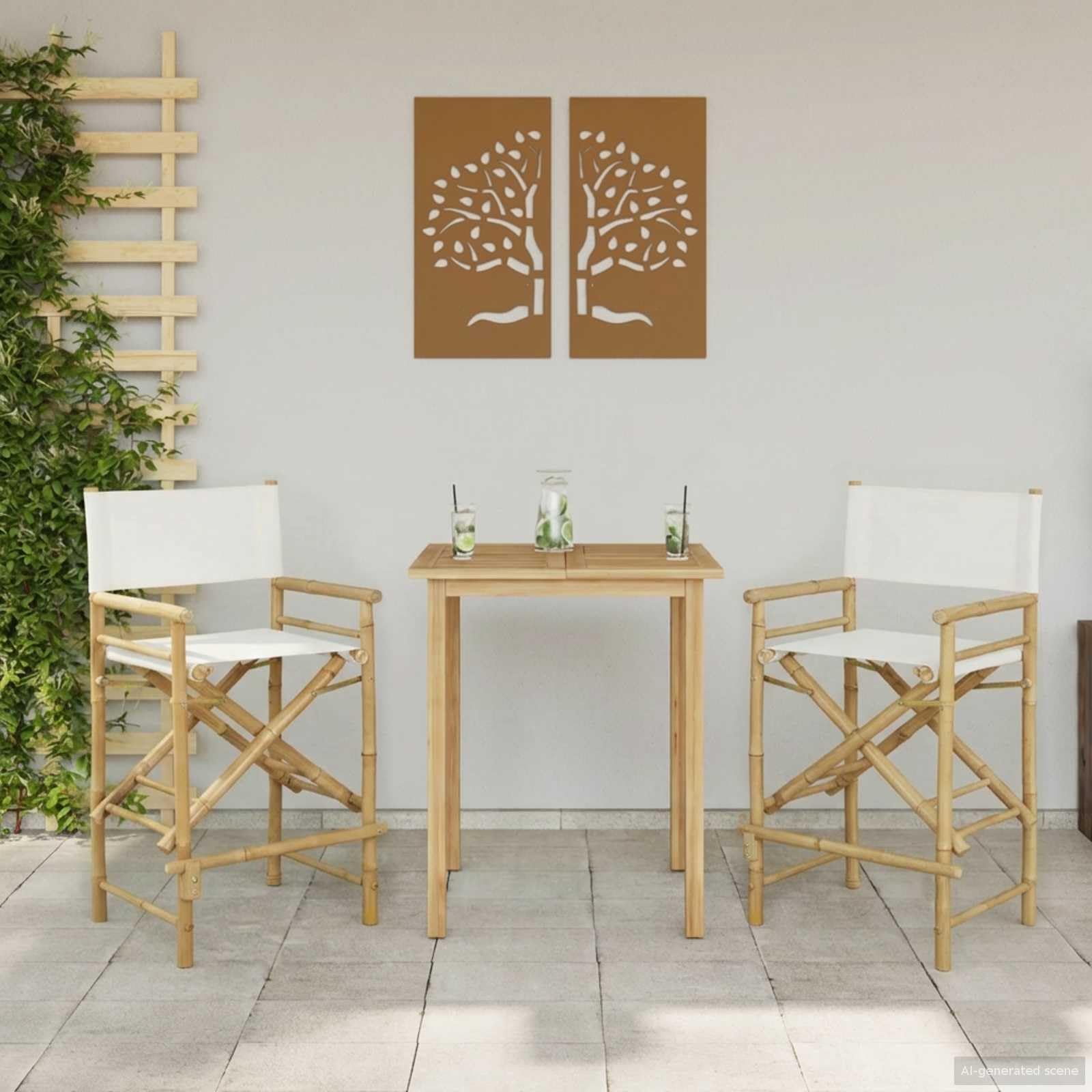 vidaXL Sedia Direttore Pieghevole 2 pcs Naturale Bambù, Sgabello Utility Moderno Pieghevole, per Interno ed Esterno, in Bamboo, Comodo e Versatile