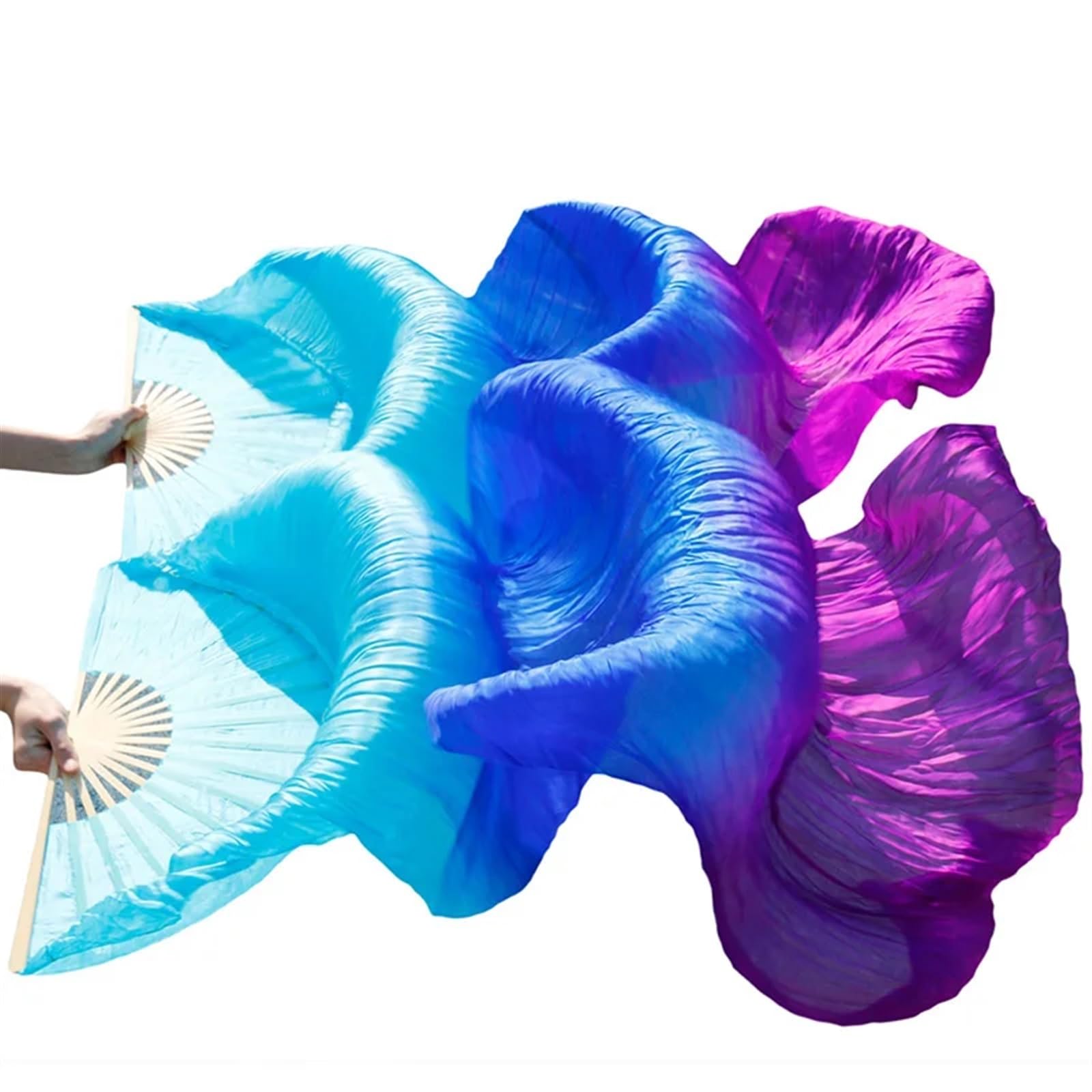 Chiński sztuczny taniec brzucha Jedwabny welon do tańca brzucha Bambusowy ręcznie wykonany Gradient Wielokolorowy Wiele rozmiarów 2 szt(15,XL-230x90cmReal Silk)