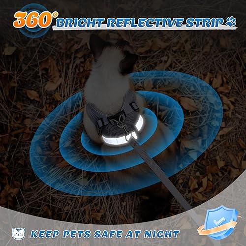 Miniatura 9 de Supet - Juego de arnés y correa para gatos y para perros pequeños, arnés de malla suave con chaleco ajustable y correa reflectante, de ajuste cómodo